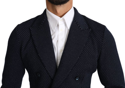 Dolce & Gabbana Elegant Dark Blue Dotted Slim-Fit Blazer