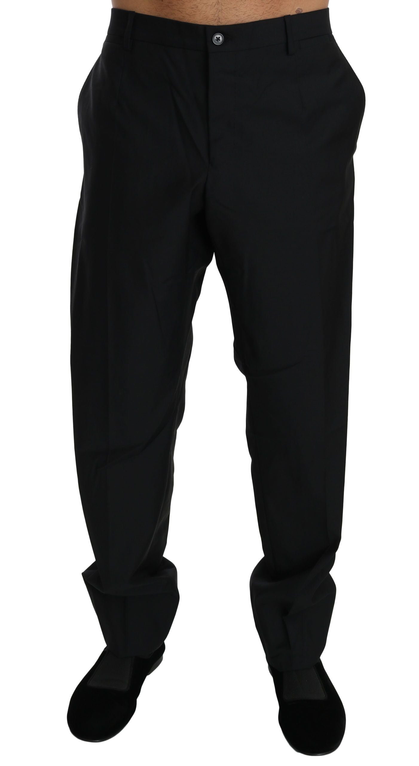 Dolce & Gabbana Elegant Black Virgin Wool Dress Pants