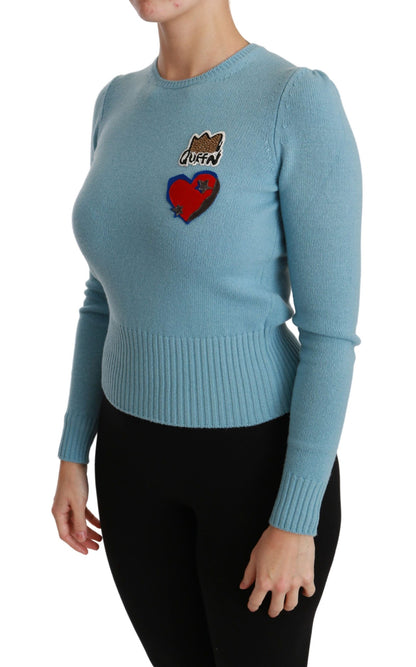 Dolce & Gabbana Queen Heart Beaded Wool Sweater