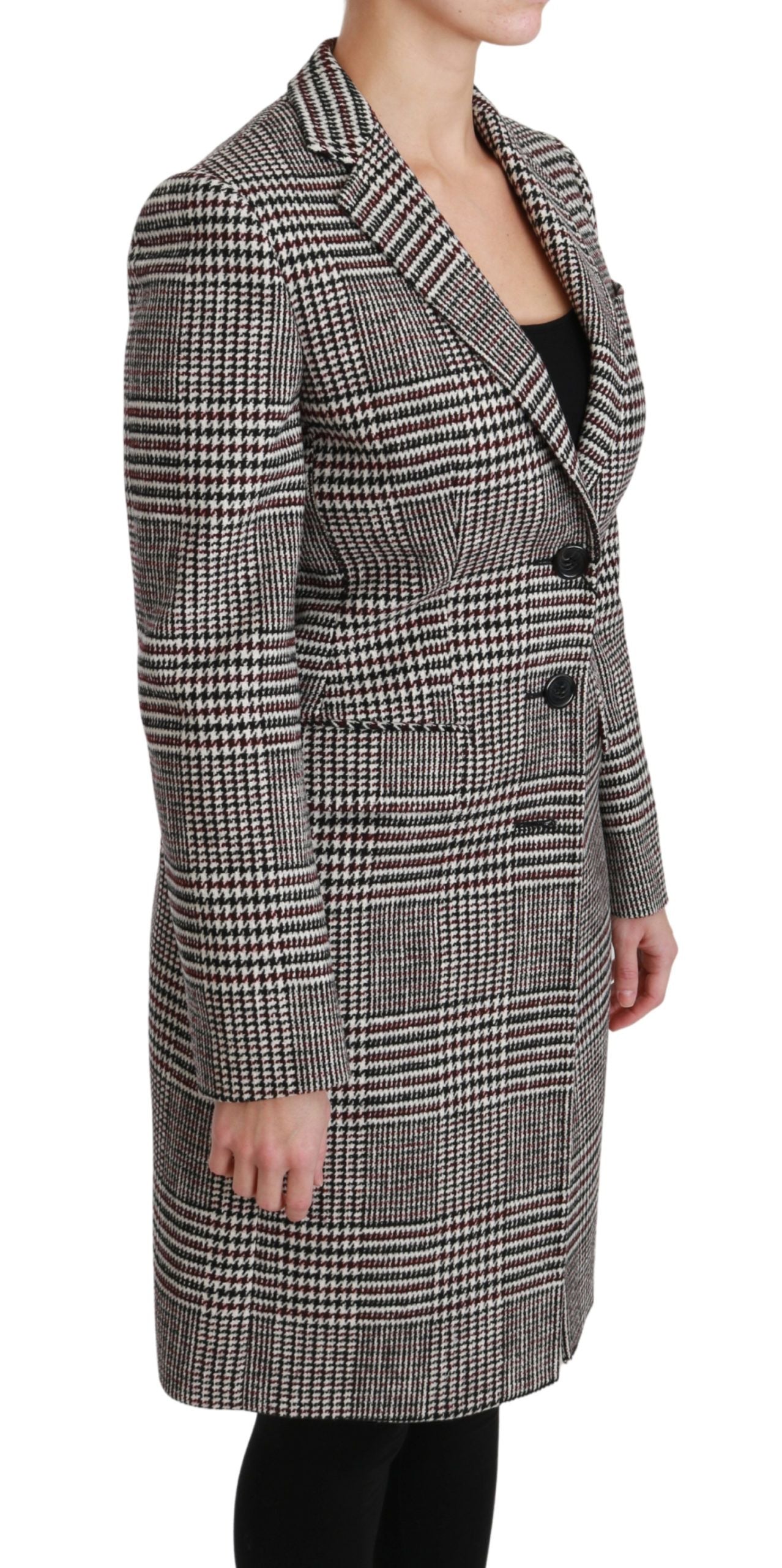 Dolce & Gabbana Elegant Multicolor Checked Knee-Length Jacket Coat