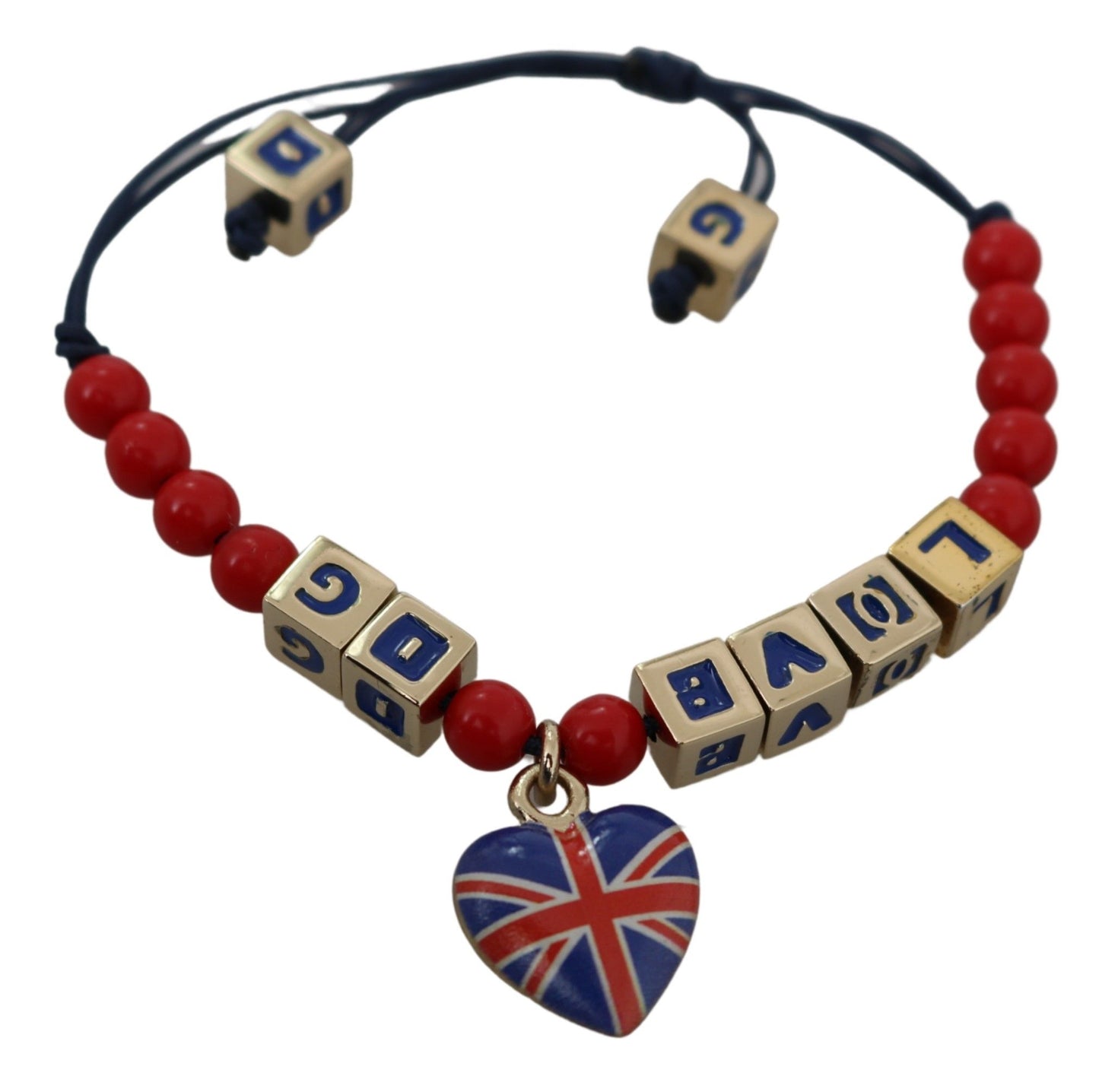 Dolce & Gabbana Elegant Blue Red Glass Cotton Blend Bracelet