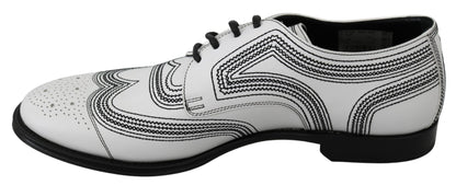 Dolce & Gabbana Elegant White Leather Derby Shoes