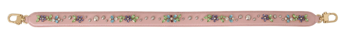 Dolce & Gabbana Stunning Pink Crystal Studded Leather Strap