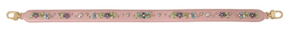 Dolce & Gabbana Stunning Pink Crystal Studded Leather Strap