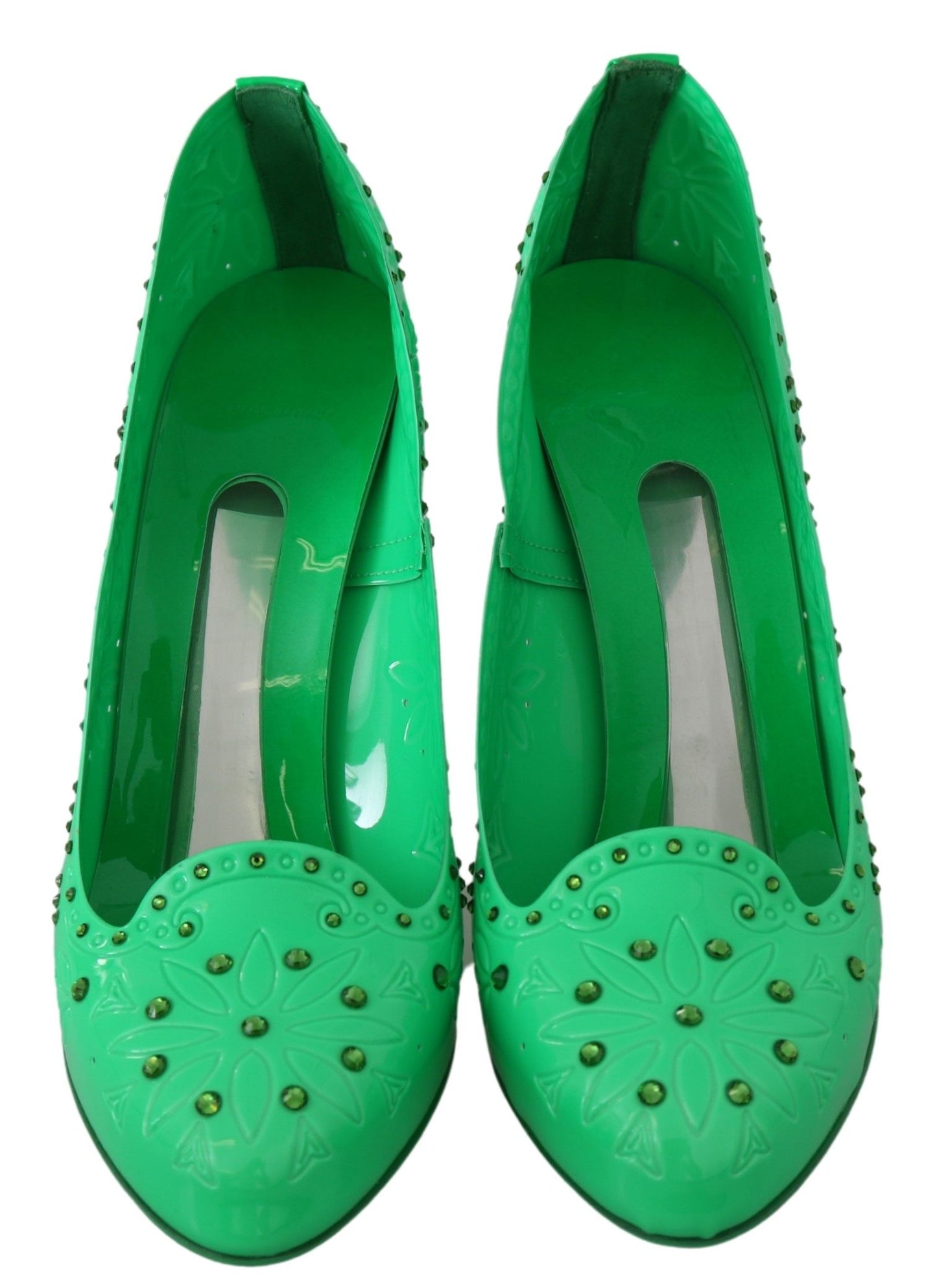 Dolce & Gabbana Enchanting Crystal Cinderella Pumps in Lush Green