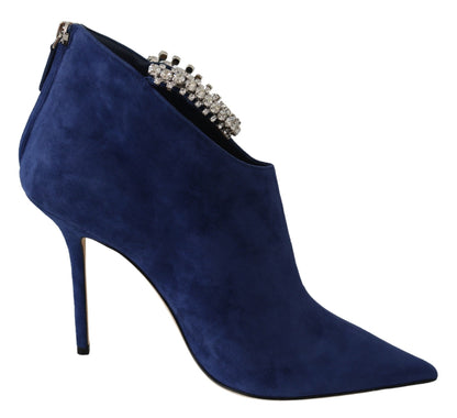 Jimmy Choo Pop Blue Crystal-Strap Heeled Boots