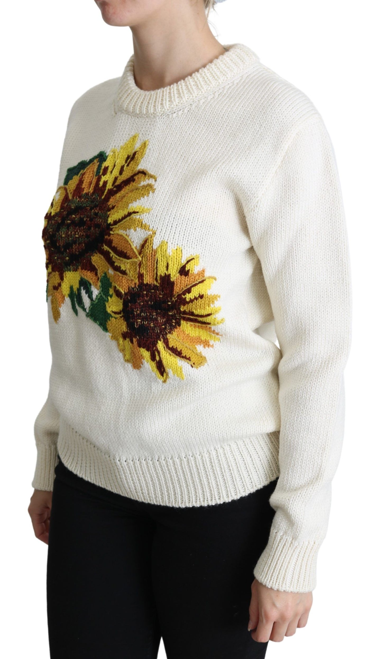 Dolce & Gabbana Elegant Knitted Sunflower Sweater