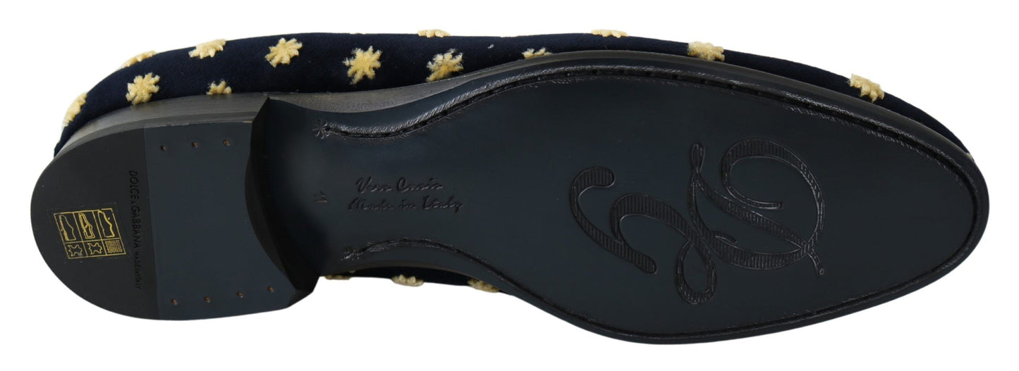 Dolce & Gabbana Elegant Velvet Crown Embroidery Loafers