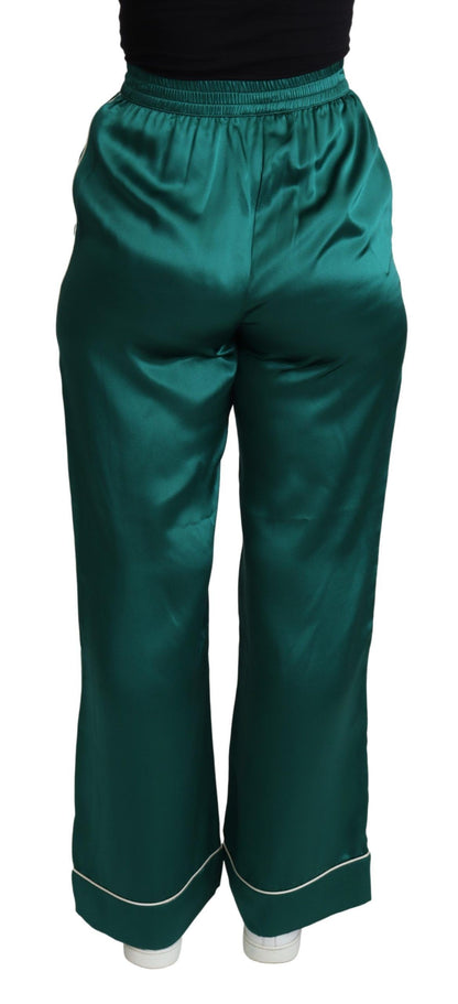 Dolce & Gabbana Exquisite Silk Pajama Trousers in Lush Green