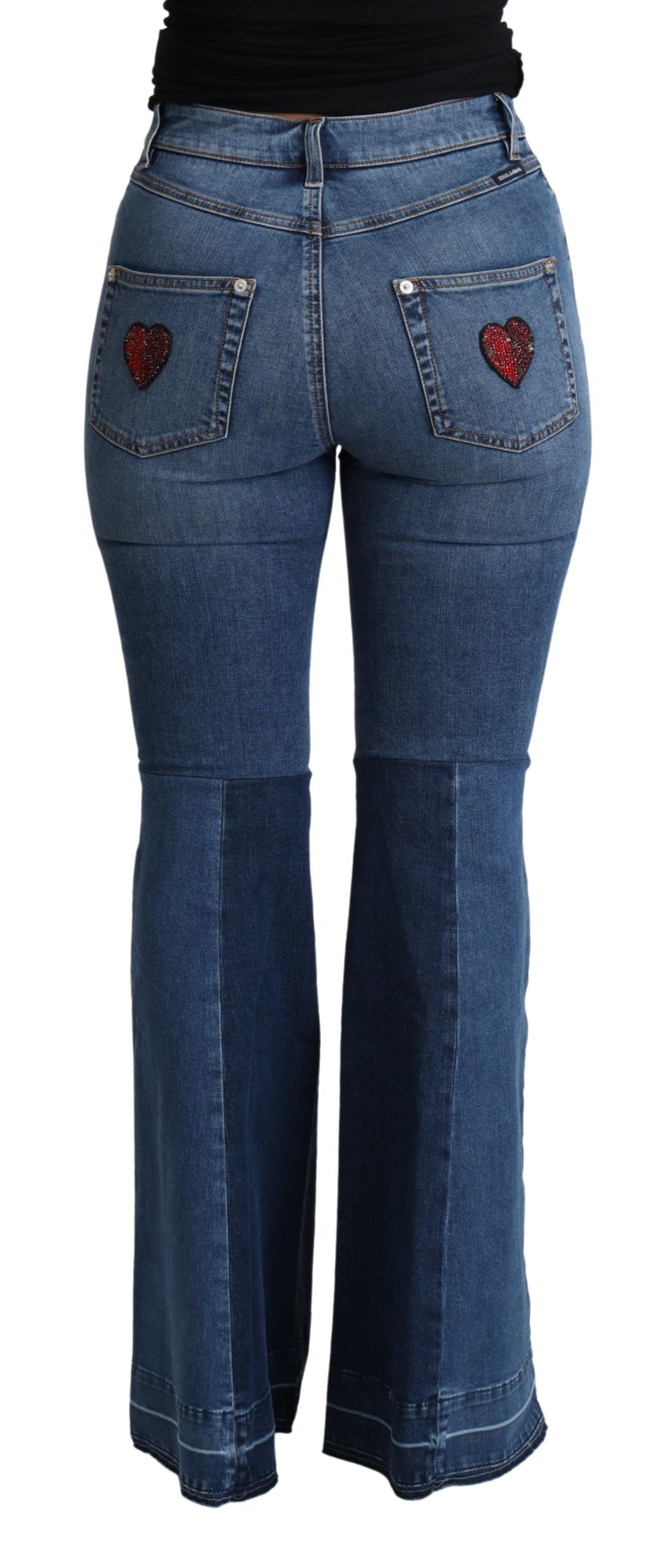 Dolce & Gabbana Elegant Boot Cut Denim Jeans with Amore Patch