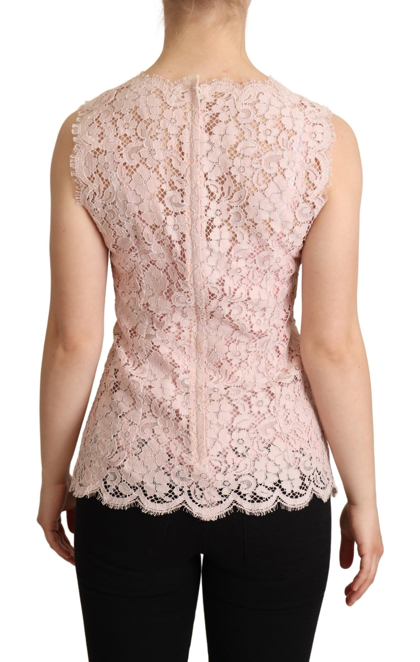 Dolce & Gabbana Elegant Pink Lace Sleeveless Blouse