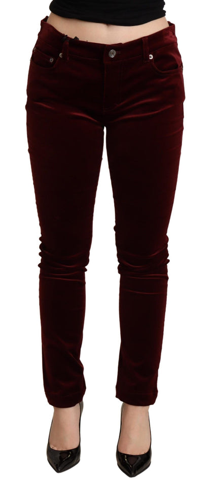 Dolce & Gabbana Exquisite Bordeaux Red Skinny Pants