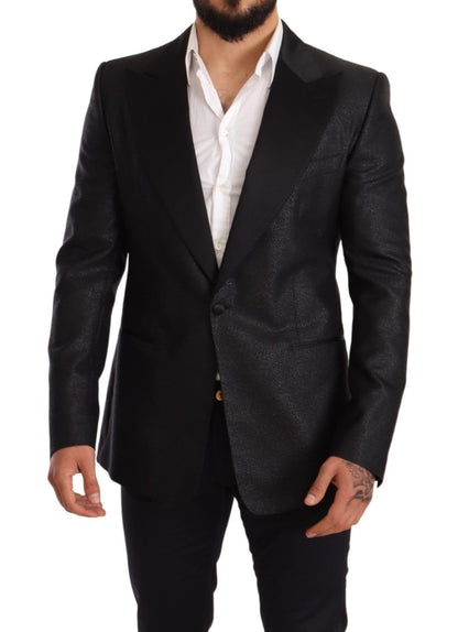 Dolce & Gabbana Elegant Black Metallic Slim Fit Blazer Jacket