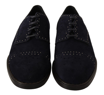 Dolce & Gabbana Elegant Suede Derby Shoes with Silver Studs