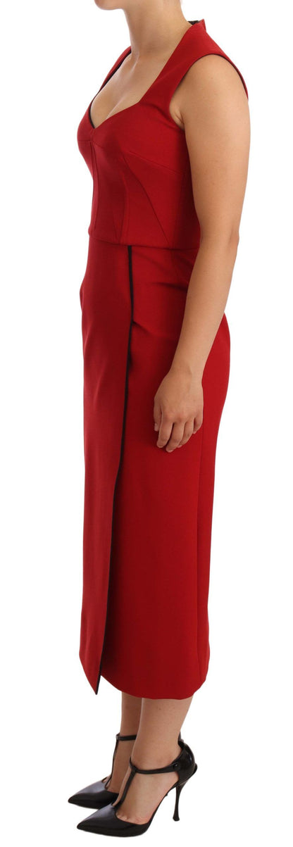 Dolce & Gabbana Elegant Sweetheart Midi Dress in Red