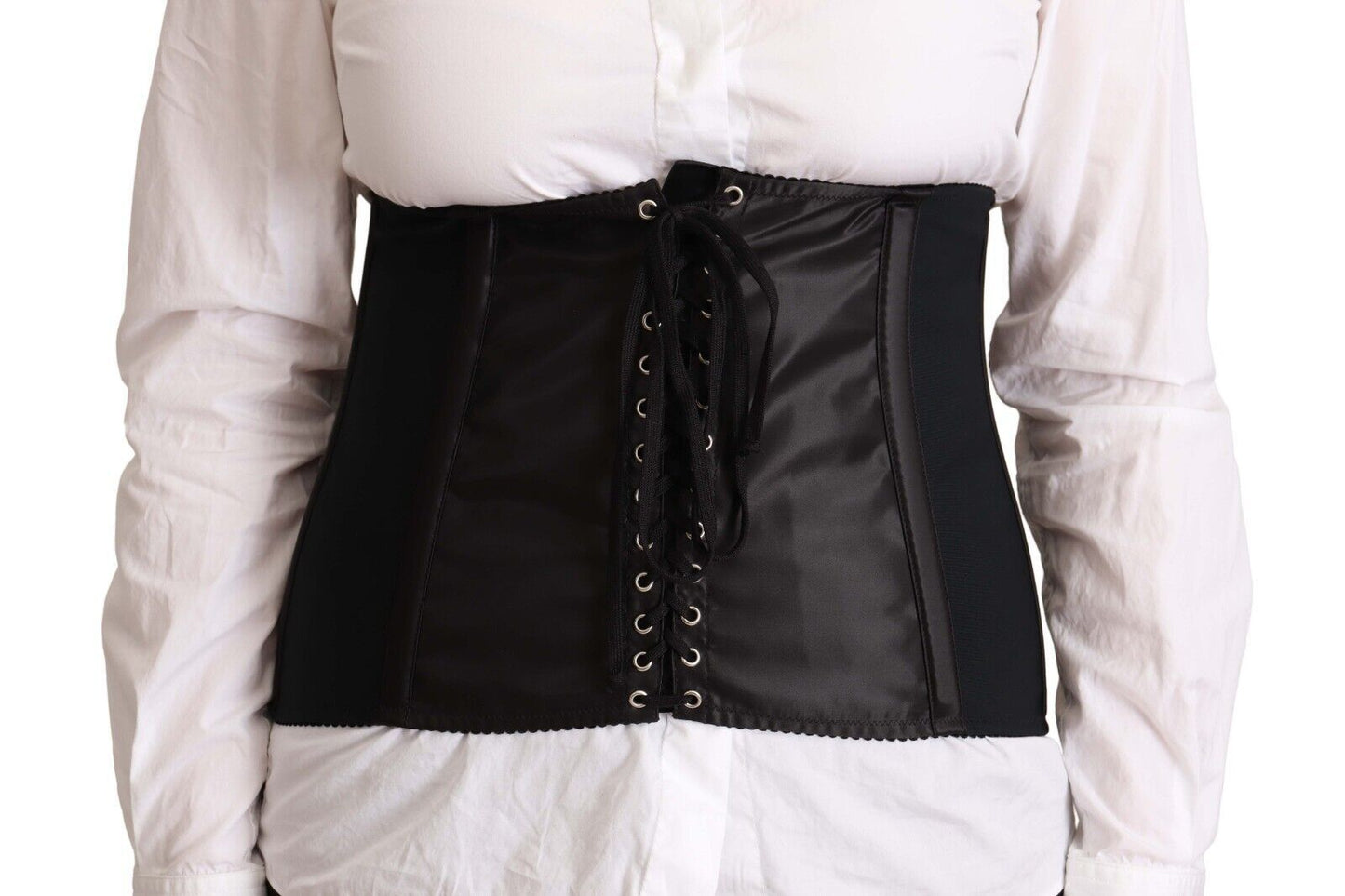 Dolce & Gabbana Chic Black Corset Belt Top