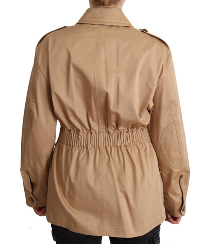 Dolce & Gabbana Chic Beige Button Down Coat with Embellishments