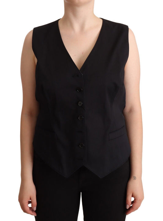 Dolce & Gabbana Chic Buttoned Black Waistcoat