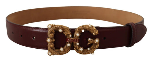 Dolce & Gabbana Elegant Bordeaux Leather Amore Belt