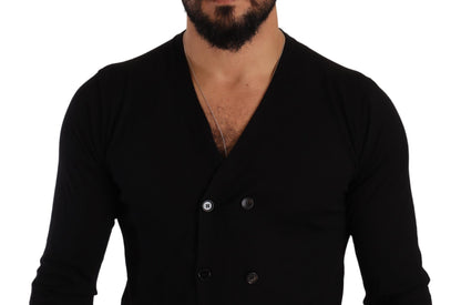 Dolce & Gabbana Elegant V-Neck Black Cashmere Cardigan