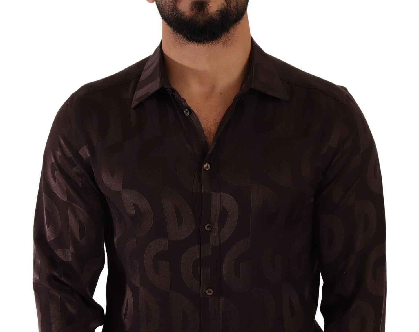 Dolce & Gabbana Elegant Bordeaux Silk Dress Shirt