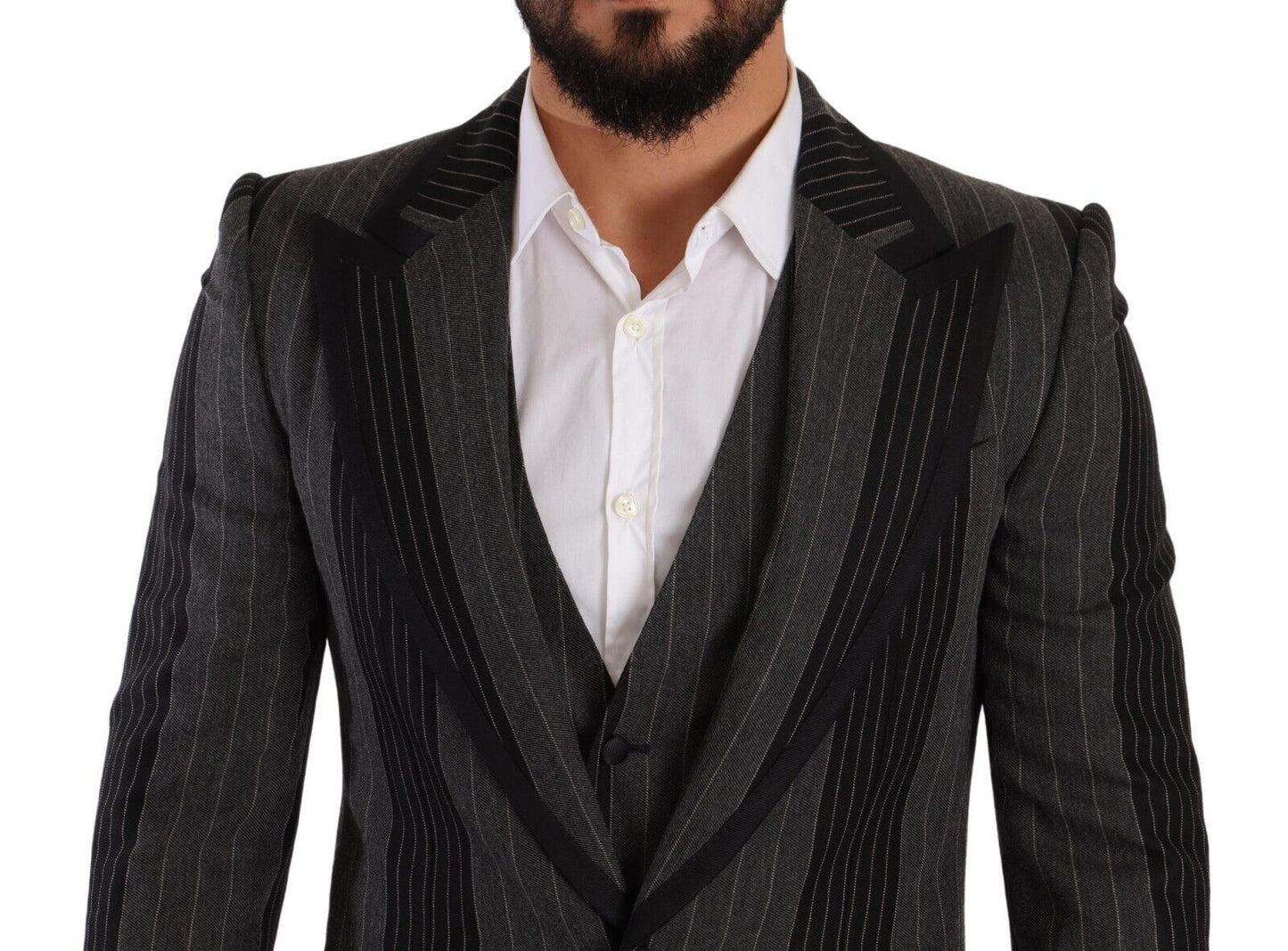 Dolce & Gabbana Elegant Striped Three-Piece Suit