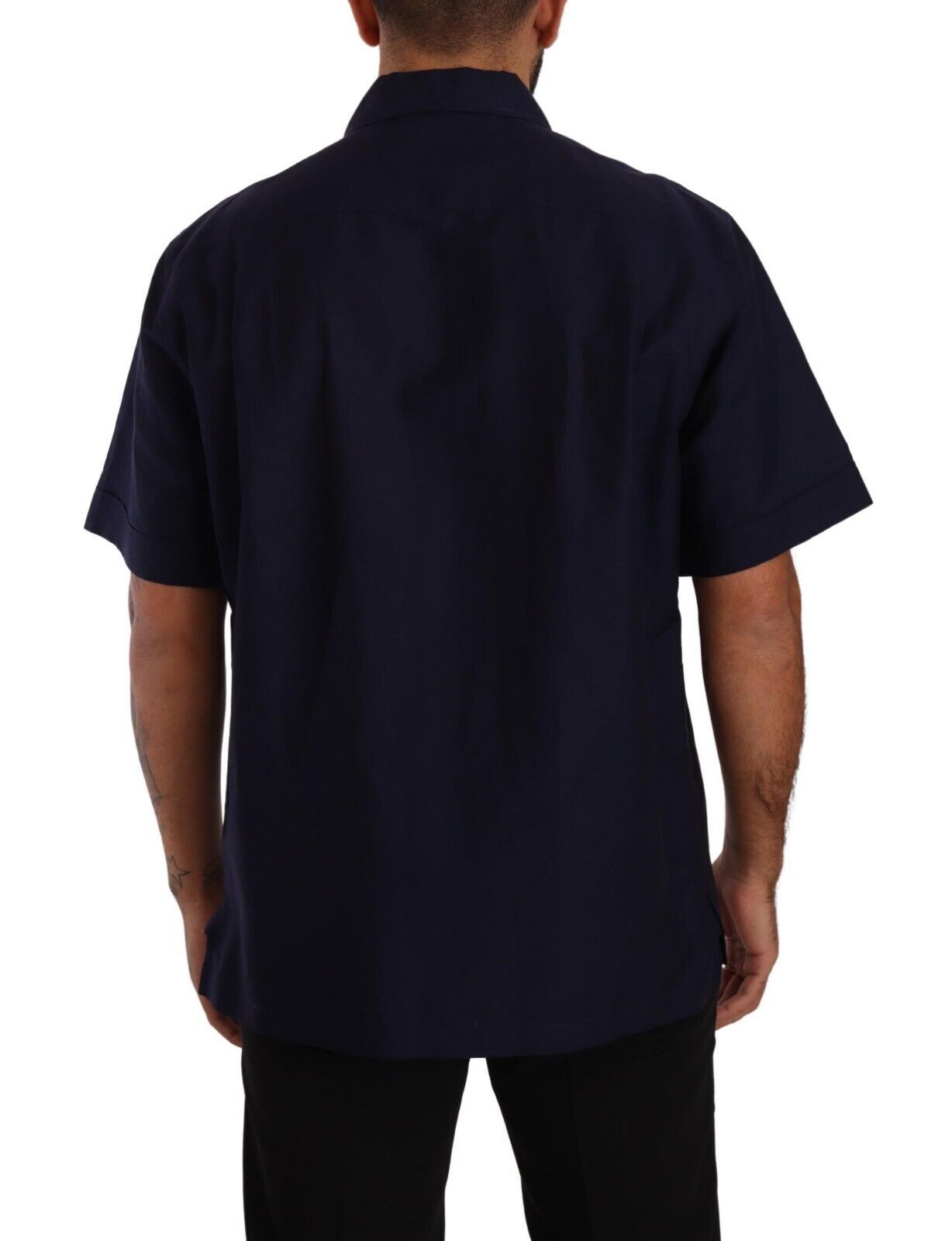 Dolce & Gabbana Elegant Navy Blue Button-Down Casual Shirt