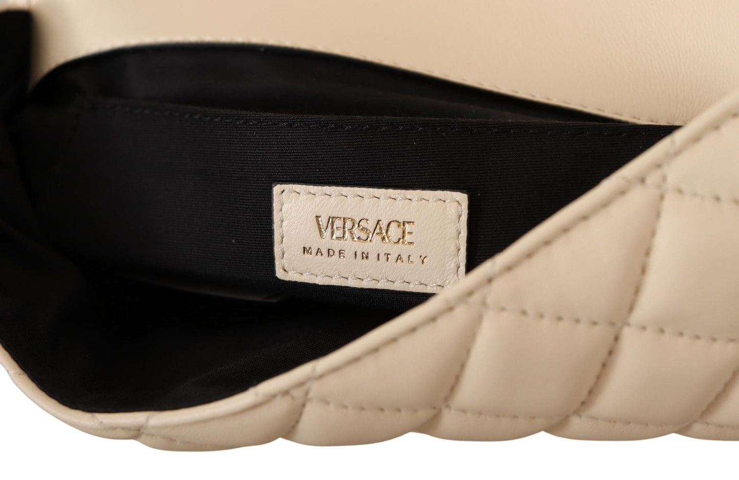 Versace Elegant White Nappa Leather Shoulder Bag