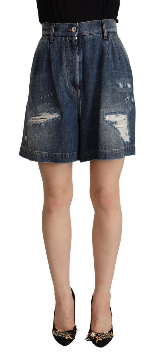 Dolce & Gabbana Chic High-Waisted Distressed Bermuda Shorts