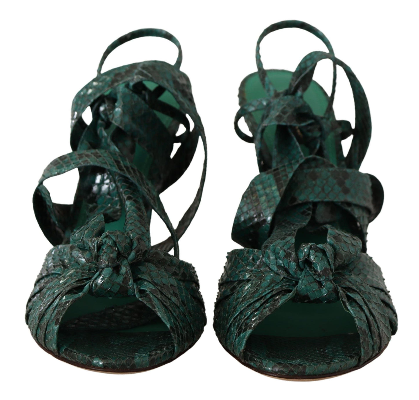 Dolce & Gabbana Elegant Green Python Strappy Heels