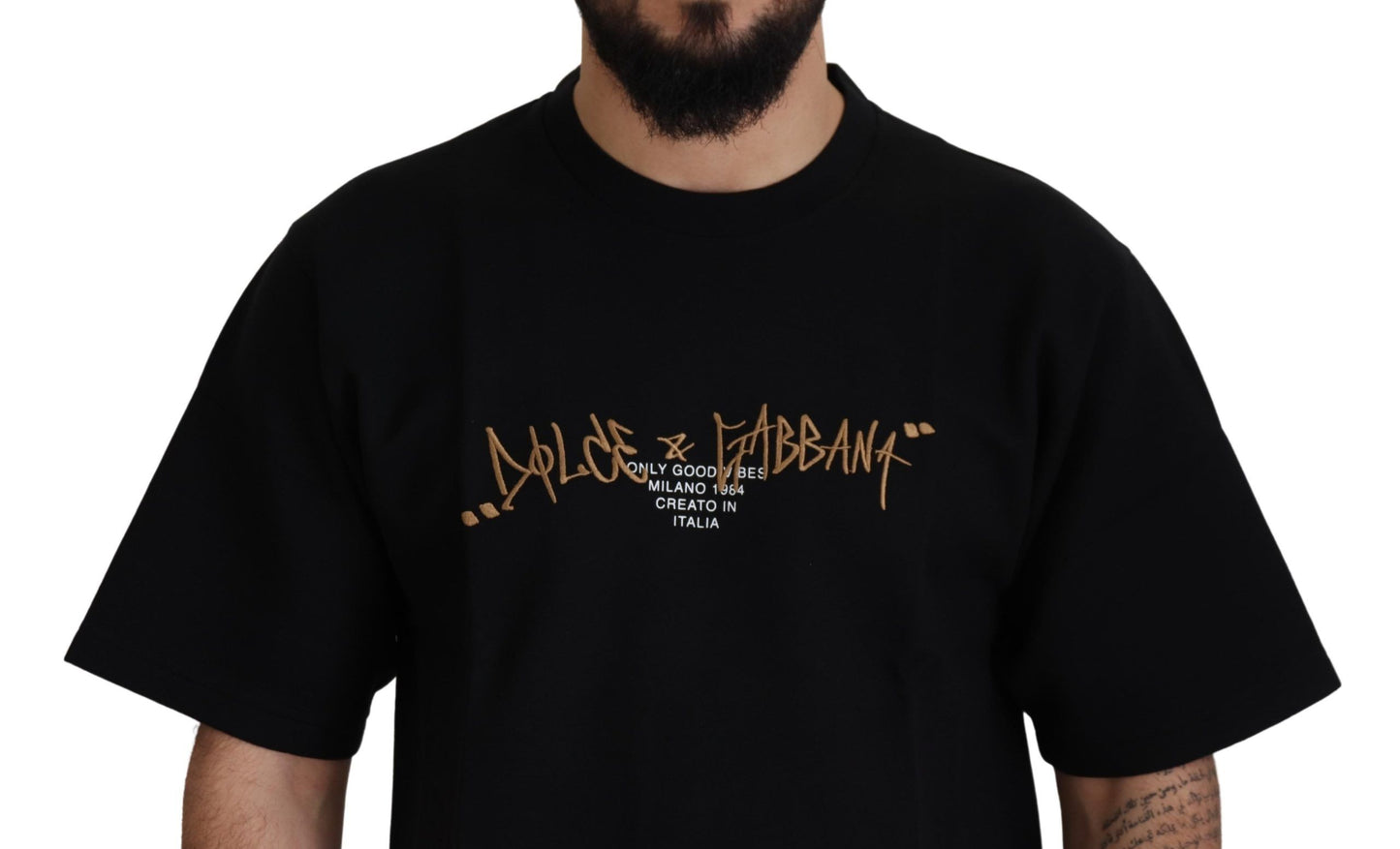 Dolce & Gabbana Elegant Black Cotton Blend Crewneck T-Shirt