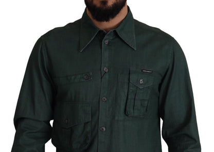 Dolce & Gabbana Emerald Elegance Slim Fit Casual Shirt