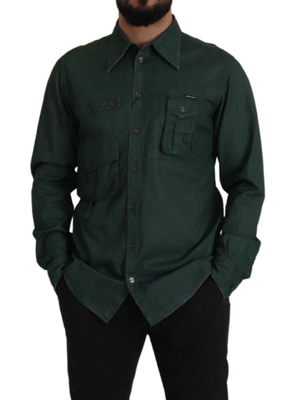 Dolce & Gabbana Emerald Elegance Slim Fit Casual Shirt