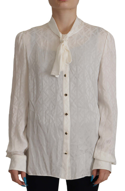 Dolce & Gabbana Elegant Silk Ascot Collar Blouse