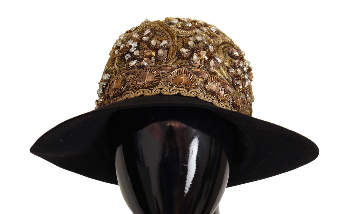 Dolce & Gabbana Elegant Black Gold Studded Fedora