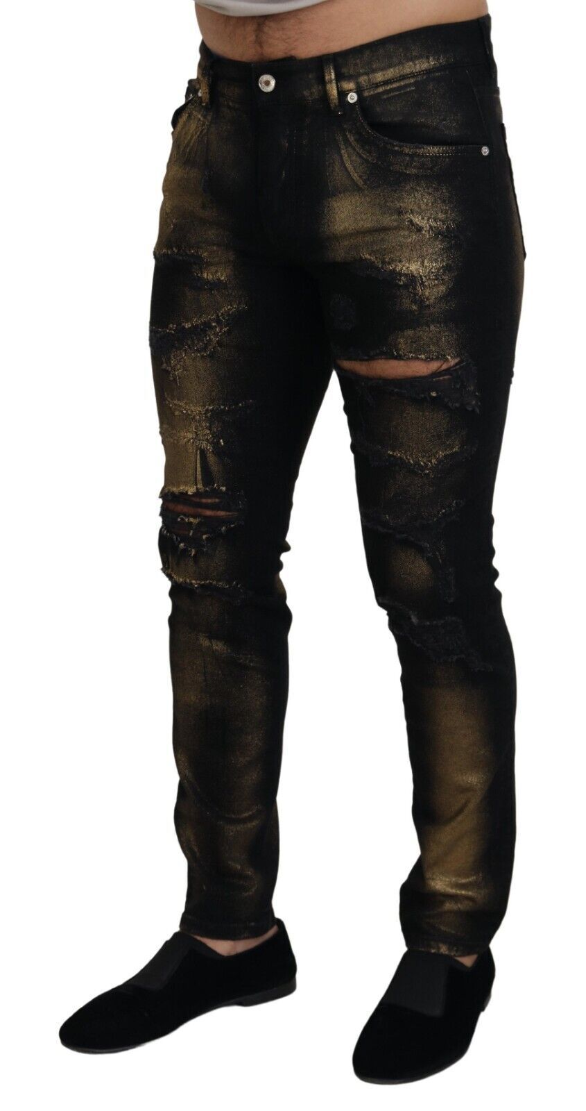 Dolce & Gabbana Elegant Black Gold Dust Jeans