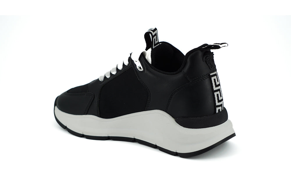 Versace Elegant Monochrome Leather Sneakers