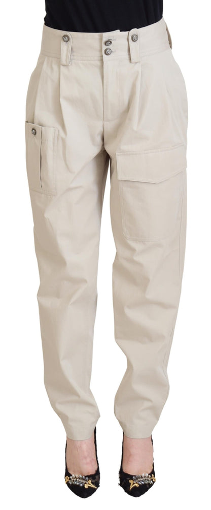 Dolce & Gabbana Chic Beige Cotton Trousers for Elegant Comfort