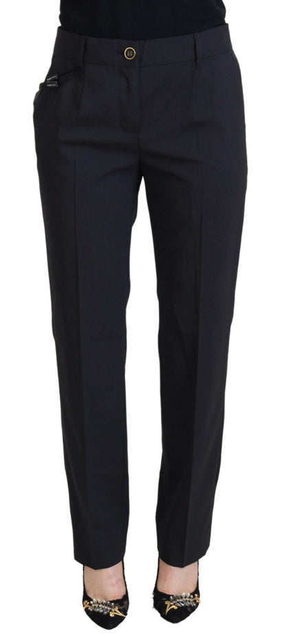 Dolce & Gabbana Chic Grey Wool Blend Pants for Elevated Style