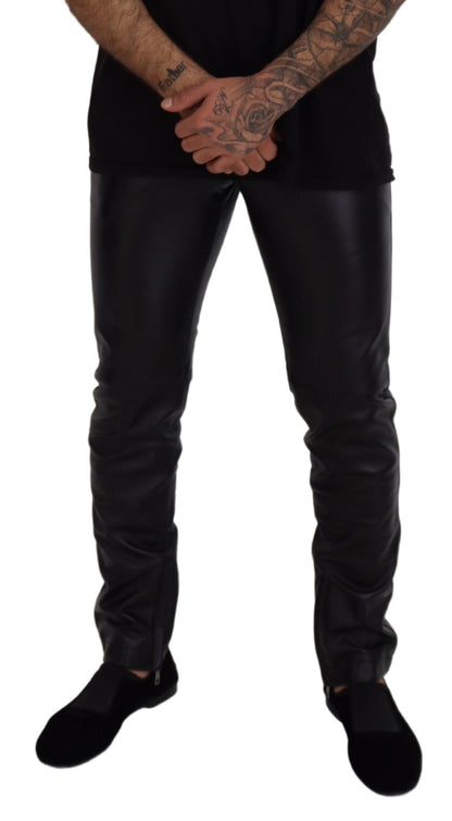 Dolce & Gabbana Elegant Black Agnello Trousers for Men