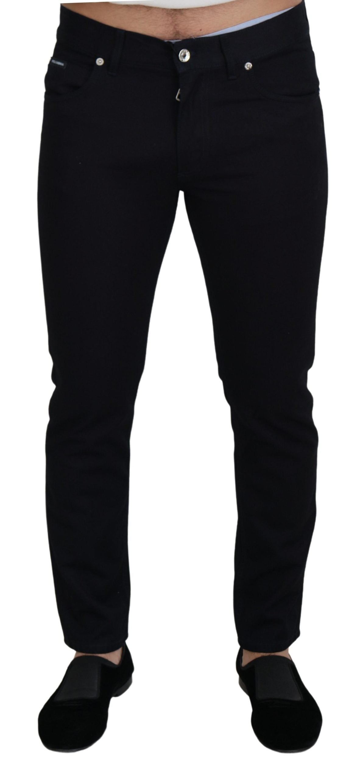 Dolce & Gabbana Elegant Black Silk Blend Denim Pants