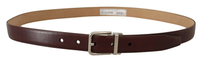 Dolce & Gabbana Elegant Leather Belt with Silver Tone Buckle