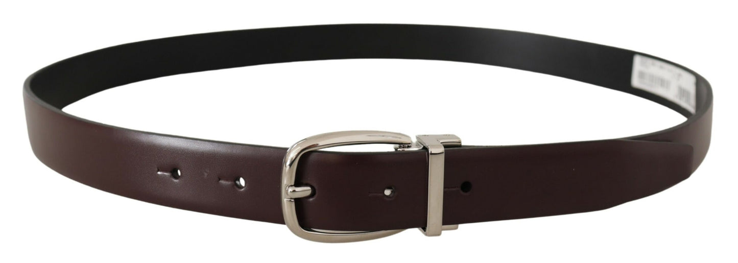 Dolce & Gabbana Elegant Leather Belt with Silver Metal Buckle