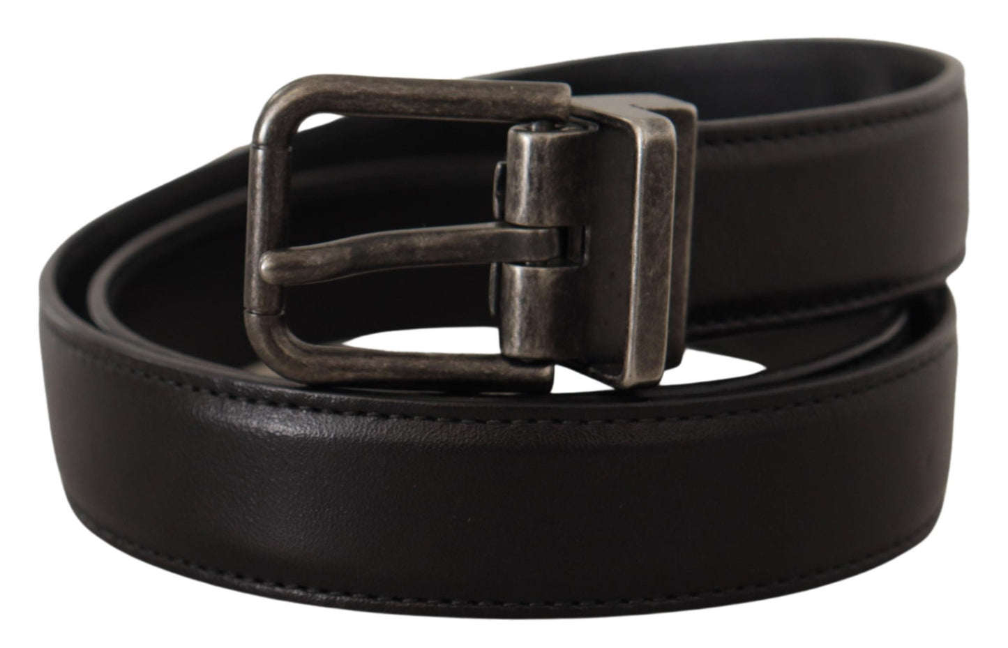 Dolce & Gabbana Elegant Black Leather Belt with Metal Buckle