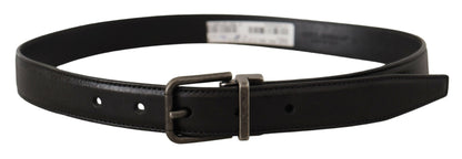 Dolce & Gabbana Elegant Black Leather Belt with Metal Buckle