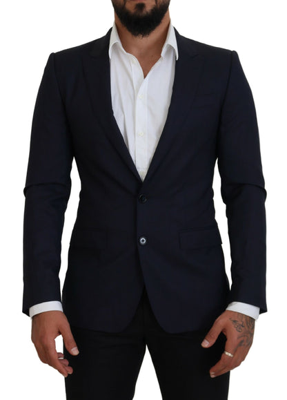 Dolce & Gabbana Elegant Blue Wool Silk Blazer Jacket