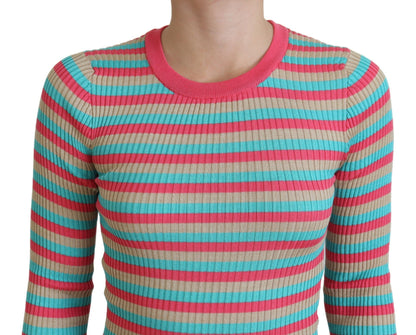 Dolce & Gabbana Elegant Striped Silk Crewneck Pullover