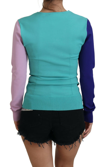 Dolce & Gabbana Chic Multicolor V-Neck Pullover Sweater