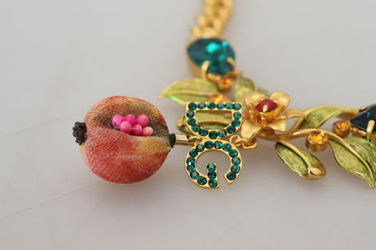 Dolce & Gabbana Elegant Gold-Tone Floral Fruit Necklace