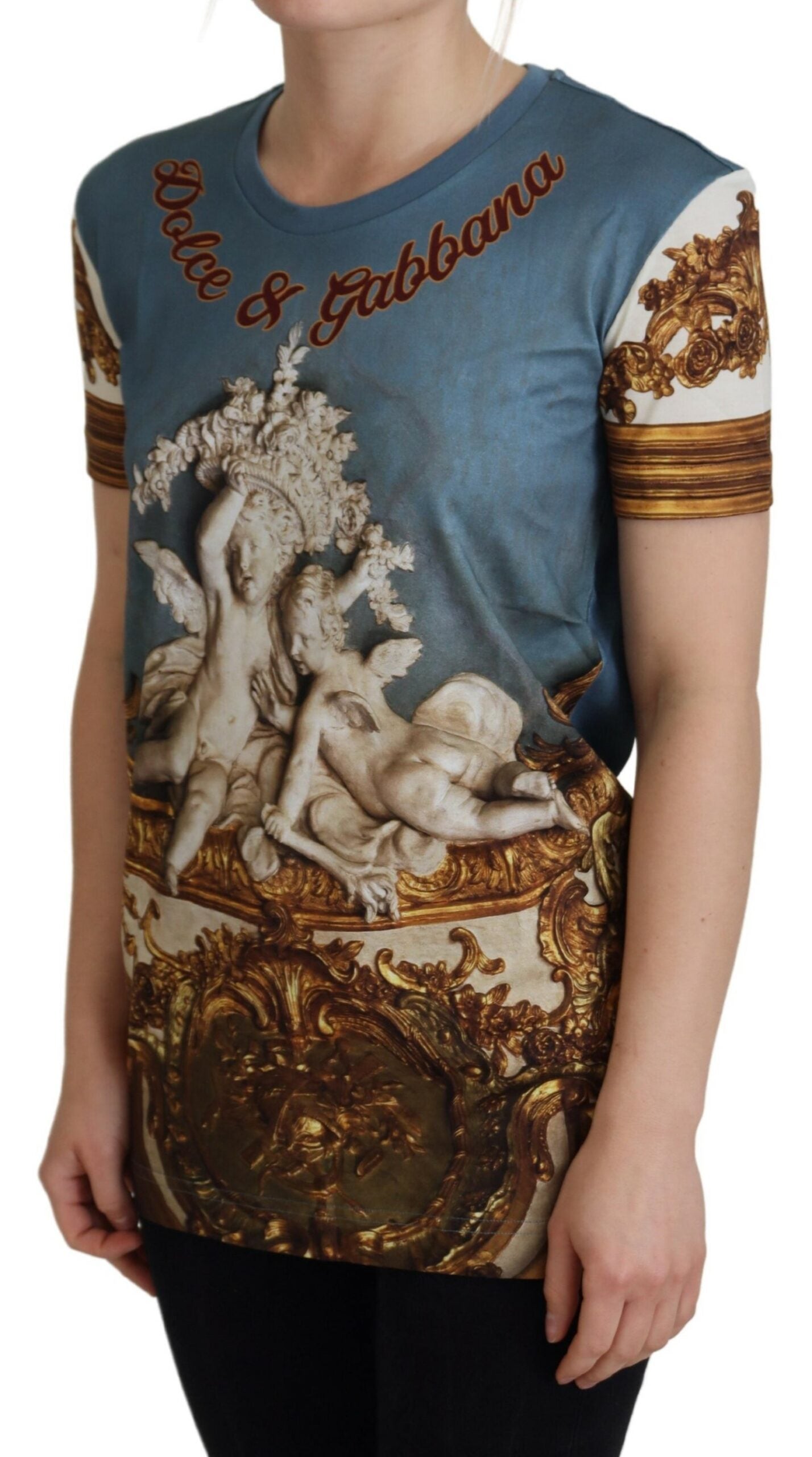 Dolce & Gabbana Chic Angel Print Casual Cotton Tee